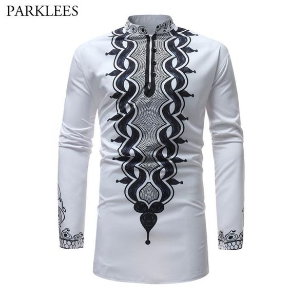

men039s african printed white dashiki shirt new slim fit mandarin collar dress shirts men long sleeve african clothing6700054, White;black