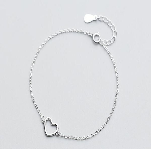 

100 real 925 sterling silver fine jewelry open heart love chain bracelet charms gtls6251628865, Golden;silver