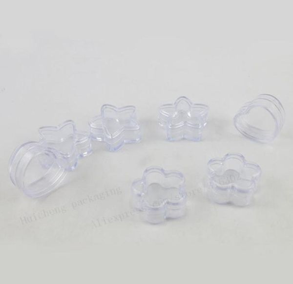 

100 x 5g travel mini sample heart shape plastic jar small plastic cream pot 5cc empty cream jar dispaly case8090399