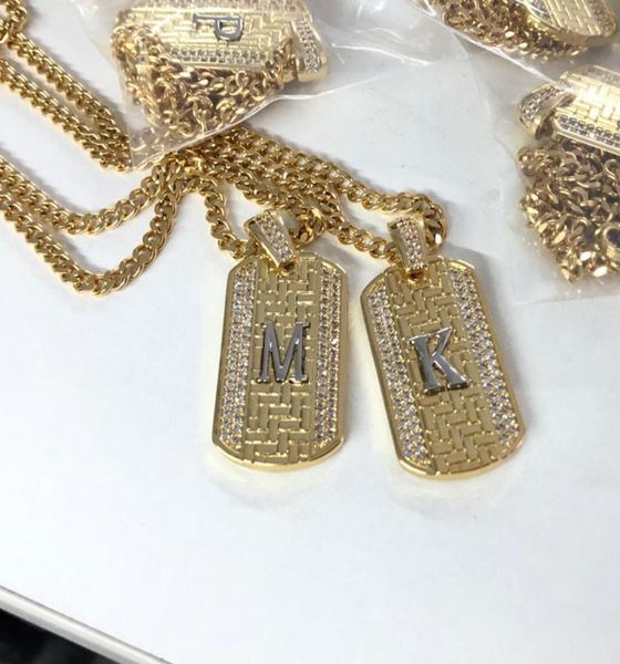 

pendant necklaces classic doublesided zircon letter az stainless steel curb chain alphabet fashion jewelry girl gift3108961, Silver
