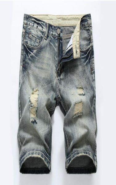 

fashion mens designer denim shorts summer zipper ripped biker jeans for men slim pants hip hop mens short jeans blue true brand tr1865281