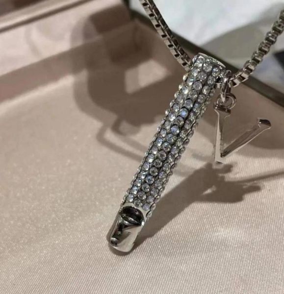 

2023 new fashion trend whistle letter necklace titanium steel inlaid rhinestone whistle pendant nonfading necklace no box6049996, Silver