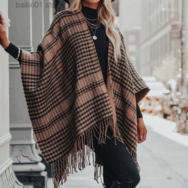 

women's cape women's winter with fringed cashmere scarves warm thinking women's shawls selling women's shawls autumn lon, Black