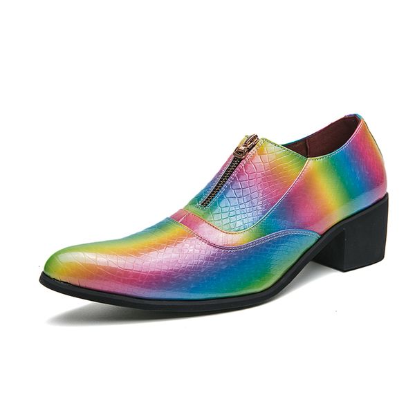 

dress shoes colorful men formal high heels oxfords autumn mocassins male zipper height increase driving boat gommino 230816, Black