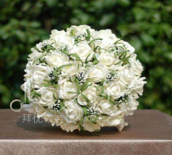 

new handmake 25cm colorful roses fake artificial bouquet for wedding with gift 6680259