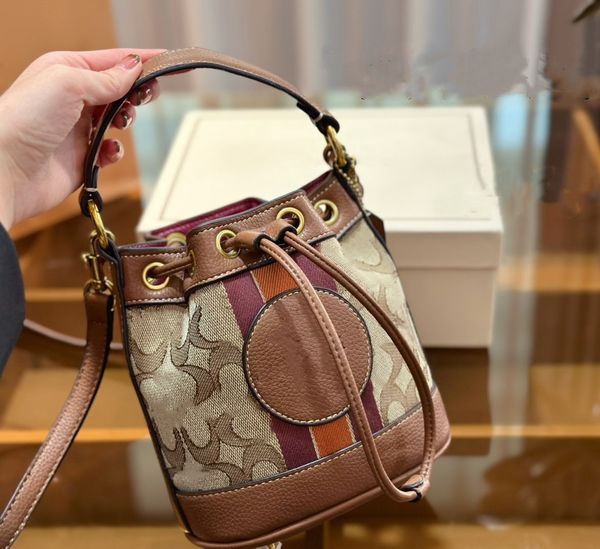 

women's bags are off at the shop olai new dempsey drawstring tabby bucket bag taro purple jacquard color contrast mini one shoulder cro