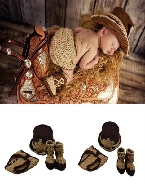 

baby pography props boy cowboy po pography props knitted infant cartoon costume stylish western cowboy hat booties set199i8123527, Yellow