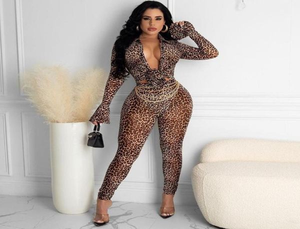 

women039s two piece pants 2021 women fashion trend personality fall tight long sleeve print leopard set8381319, White