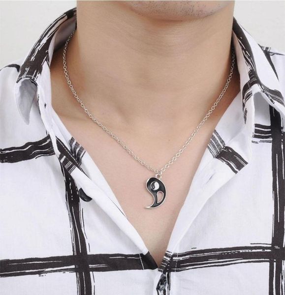 

di430 set couple necklaces chinese tai chi charm stitching pendant chain necklace jewelry brother friend lovers gift1898542, Silver