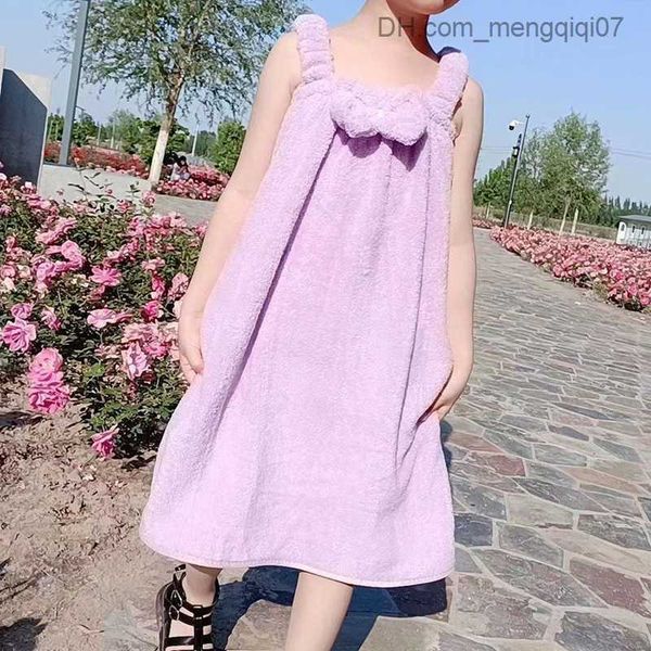 

towels robes new solid color children's bath towel girls' absorbent sling bath towel thick soft towel wearable bath towel for infa