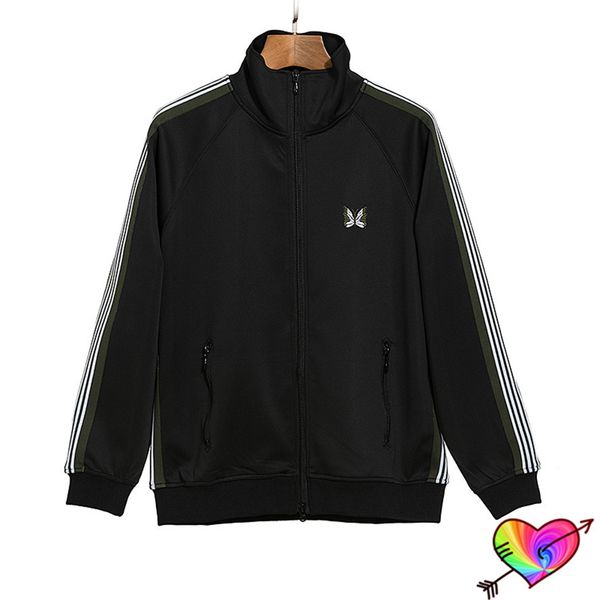 

mens jackets black needles sport jacket men women green stripe ribbon coats embroidery butterfly inside tag 1 outerwear 230818, Black;brown