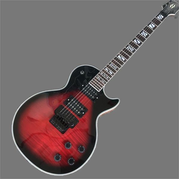 

multi-color tiger electric guitar, 2 pick up black tremolo guitar hardware system