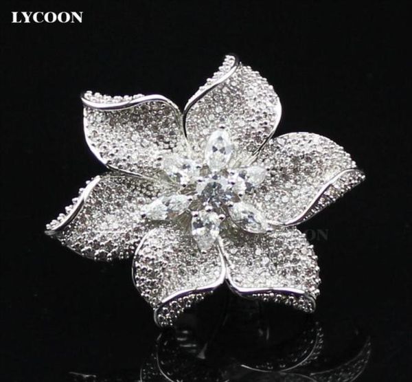 

fashion platinum plated with big austria big white cubic zirconia wedding rings for women luxury flower style party engagem6325622, Golden;silver