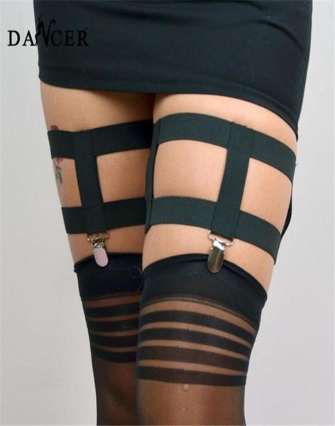 

2015 garter rivet women black lingerie pastel goth cinta liga garter stockings bondage harness products garter metal clip4260522, Black;white