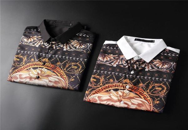 

2021 new fashion floral men shirts plus size flower print casual camisas masculina black white red blue male turndown collar shir3375855, White;black