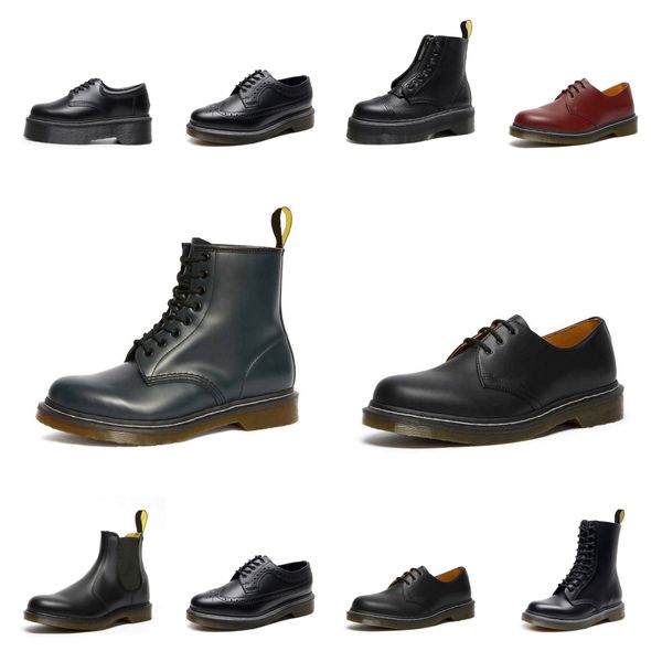 

dr martins designer boots doc martens men womens winter snow booties leather oxford bottom ankle shoes winter boots outdoor warm size 35-45, Black