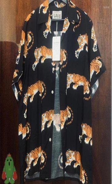 

men039s casual shirts wacko maria tiger pattern full print pocket short sleeve shirt3037188, White;black