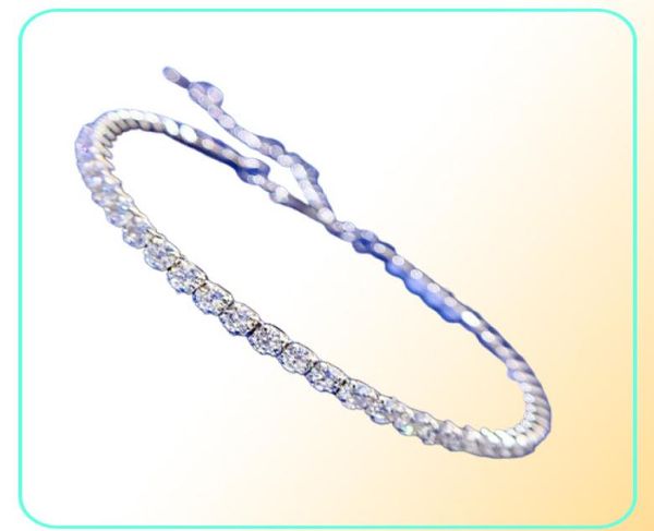 

2021 new high carbon drill full drill bracelet nis simulated diamond 3mm row chain75836623710729, Golden;silver