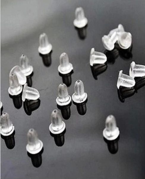 

5000pcslot clear plastic earring plugs soft not allergic silicone ear pluggingblocked earring back4620951, White