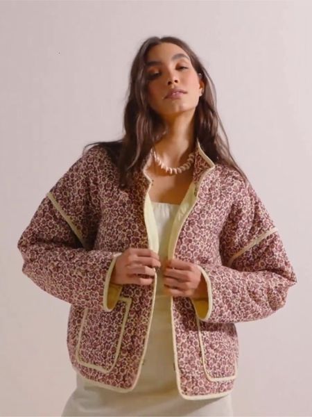 

womens jackets women casual o neck long sleeve pocket coat fashion print cotton jacket autumn winter chic female outerwear streetwear 230818, Black;brown