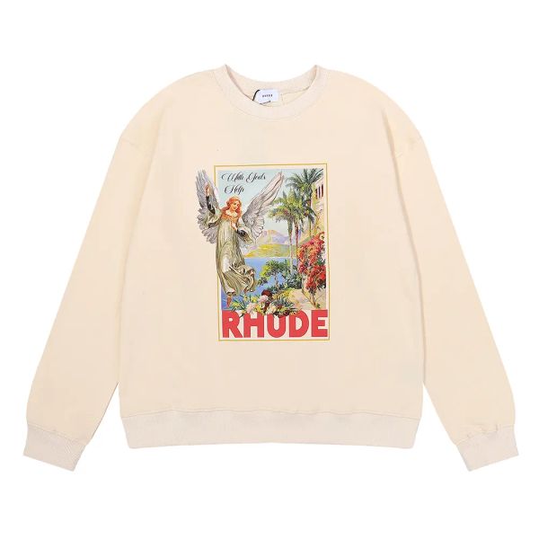 

rhude hoodie breathable mens hoodies sweatshirts fashion mens hoodies soft hoody us size s-xl, Black