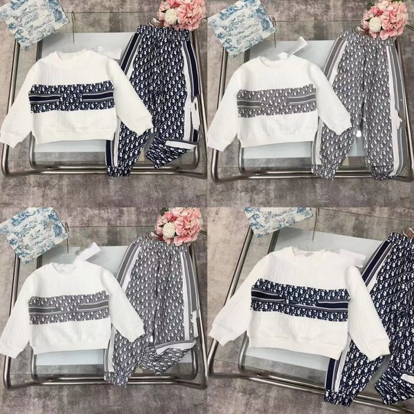 

autumn kid girl clothing sets black color fashion designer baby boy jacket and pants boutique clothes set 100-150cm, White