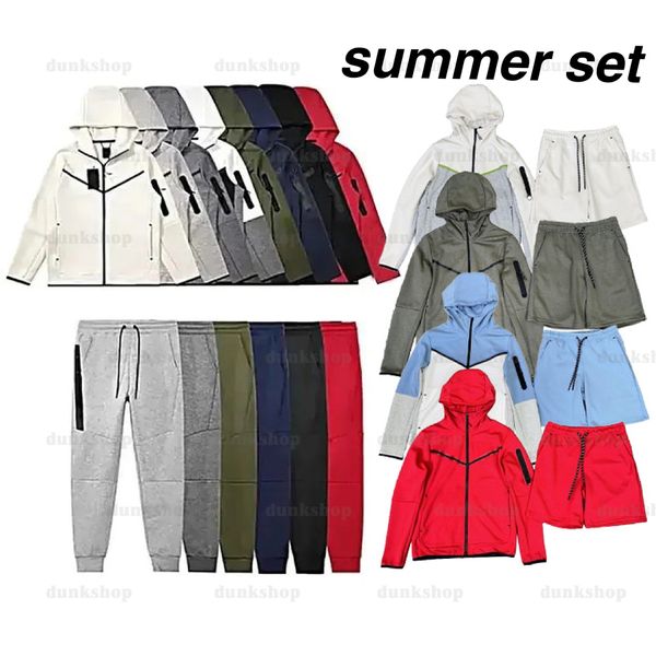 

summer sportswear tech fleece set designer techfleece pant tracksuit mens womans sports shorts jogger trousers thick track suits man bottoms, Black