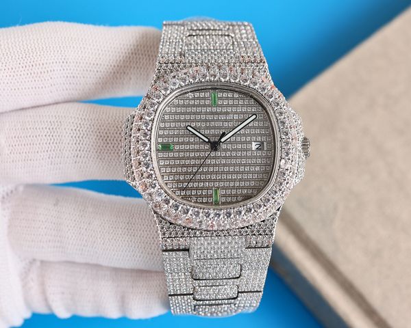 

luxury watch automatic mechanical hip hop iced out diamond watches for men/women automatic-winding diamond dial wristwatches-sliver, Slivery;brown