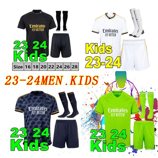 

23 24 player version soccer jerseys vini jr mbappe 2023 finals champions kits rodrygo camiseta real madrids bellingham arda guler 2024 kids, Black;yellow