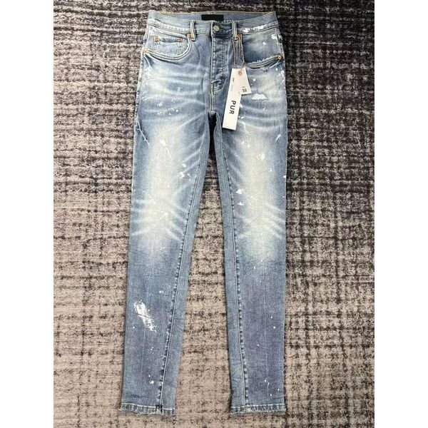 

purple jeans designer retro pantalones brand denimpants pantalones ripped straight regular tears washed old938, Blue