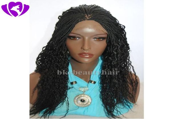 

stock black micro braided wig lace front synthetic wigs for africa american box braids high temperature women wigs6348595