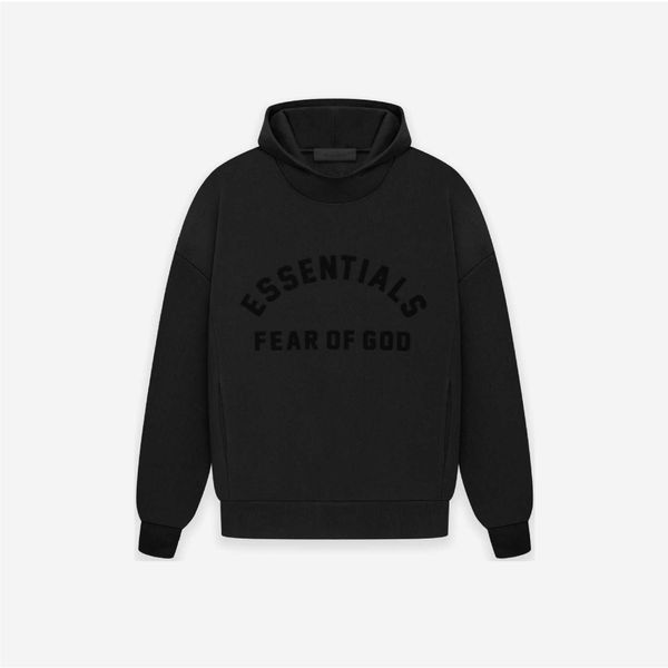 

ess hoodie fog wear of god essentials 2023 official website printed hoodie trend high tide brand, Black