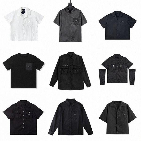 

designer womens mens prads shirt polos pra casual brand short blouses classic inverted triangle loose imported high-quality asian size summe, White;black