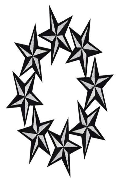 

diy stars patches for clothing iron embroidered patch applique iron on patches sewing accessories badge stickers on clothes bag dz1597536, Black