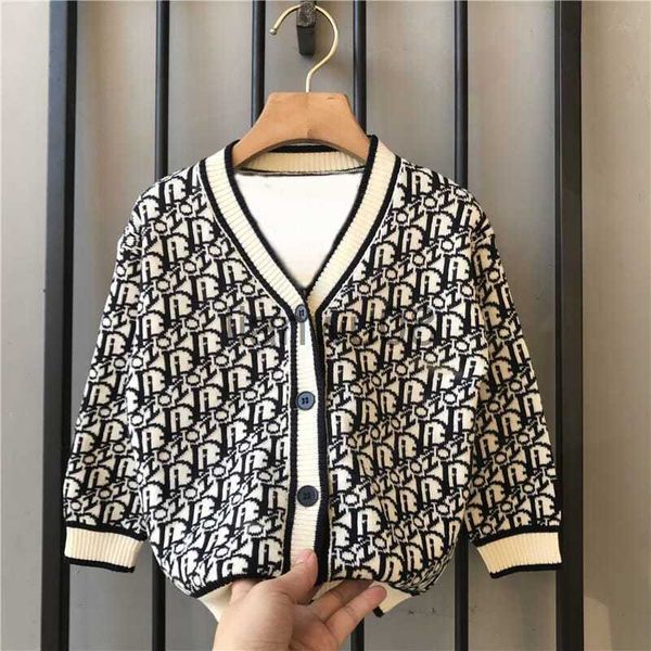 

pullover girls letter knitted sweaters spring 2023 new toddler cardigans knitwear cotton clothes baby kids outwear jacket sweater x0818, Blue