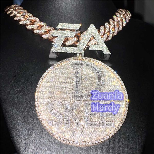 

new style vvs lab grown diamond iced out hip hop gold plated moissanite custom pendant, Silver