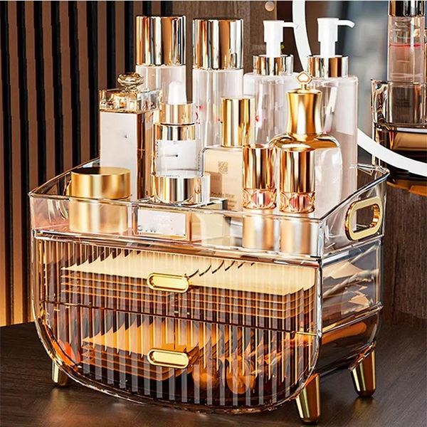 

1pc cosmetic storage box, deskacrylic mask storage box, large capacity dustproof skin care products shelf, dressing table storage box
