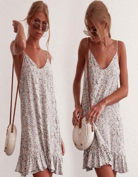 

summer vacation casual deep v neck floral printed sling style women dress lightweight travel shopping sleeveless daily7003976, Black;gray