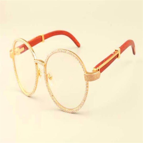 

2019 new round frame diamond glasses frame t19900692 retro fashion decorative glasses frame natural wooden temple accessories276d, White;black