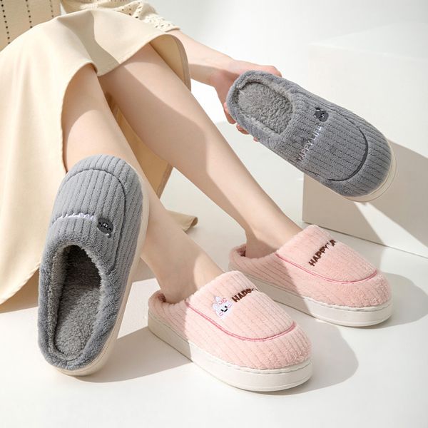 

women winter home autumn new product warm winter cotton slippers green pink purple wood floor warm breathable wear-resistant outdoor shoes, Black