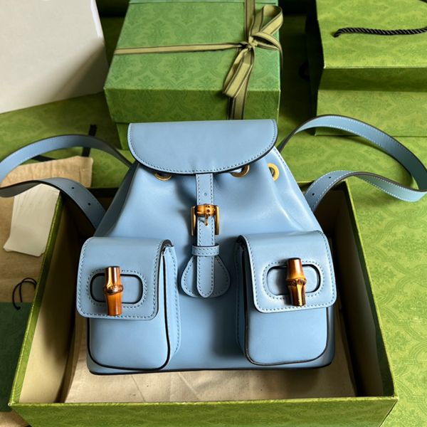 

women bamboo backpack bag women designer handbags crossbody shoulder bags genuine leather tote large capacity two bamboos handle 702101 back