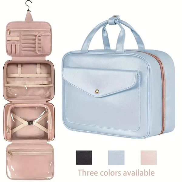 

organize your travel essentials with this portable lightweight toiletry wash storage bag waterproof folding toiletry bag for wet & dry cosme