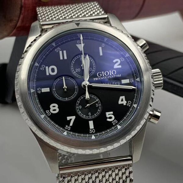 

chronograph quartz men watch black green, Slivery;brown