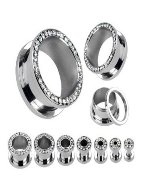 

mix 416mm 80pcslot clear crystal ear gauges flesh tunnel plug helix piercing body jewelry pirsing4158197, Silver