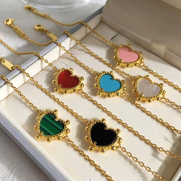 

new designed love shaped necklaces peach heart pendant shell agate malachite necklace bracelet earring designer jewelry tb219000, Black