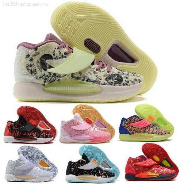 

sneakers basketball shoes sports trainers pearl sunset floral wolf grey lime glow green english pink 2022 kevin durant kd 14 men kd14 aunt