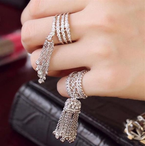 

2021 european and american ring trendy sparkle micro setting zircon wheat tassel opening articulated tail275s8632084, Silver