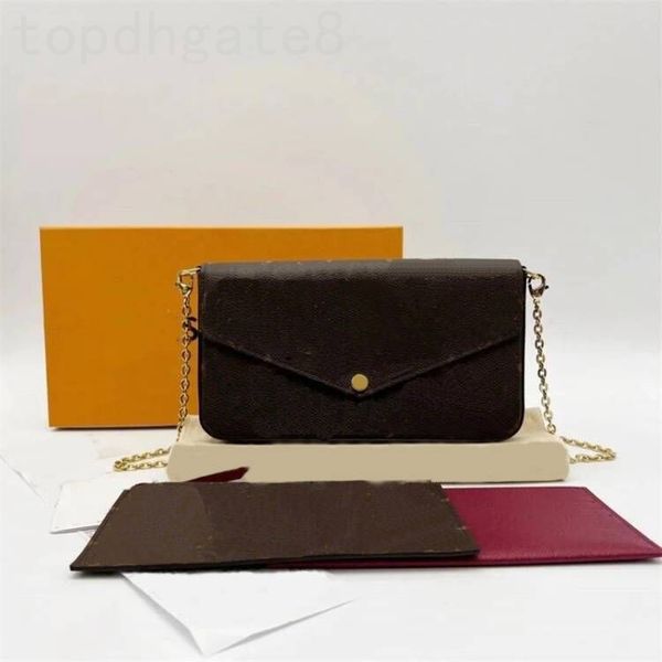 

womens pochette felicie crossbody bags chain shoulder bag with card hold small wallet leather old flower sacoche plaid designer bags zipper