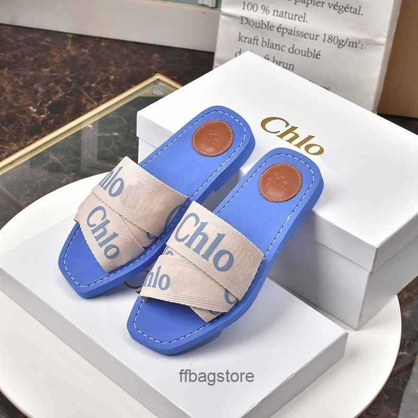 

outwear woven chole ladies slipper leisure woody slippers brand shoes cloe flat woodies 23 letter embroidery strap beach for women's bo