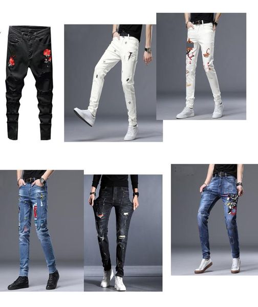 

men039s jeans black luxury european highquality street motorcycle rider antique hole brand pants boys hiphop level slim a1683911, Blue